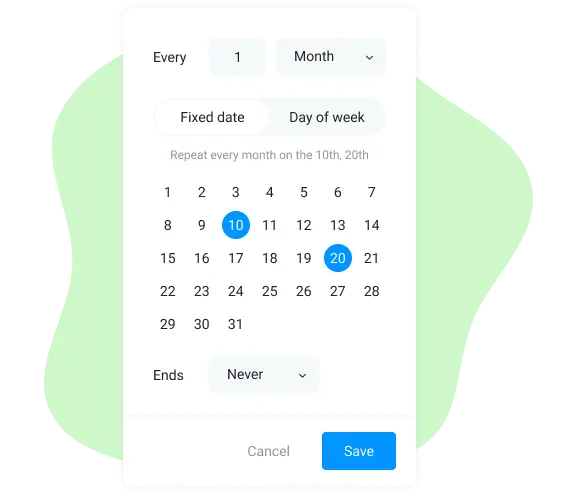 Set repeats in the daily schedule maker