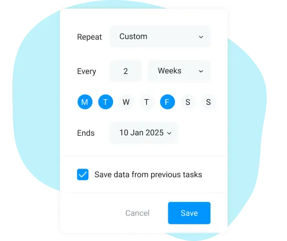 Recurring tasks and events in the electronic planner