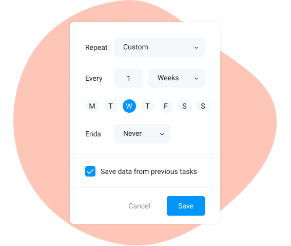 recurring tasks in the online calendar planner
