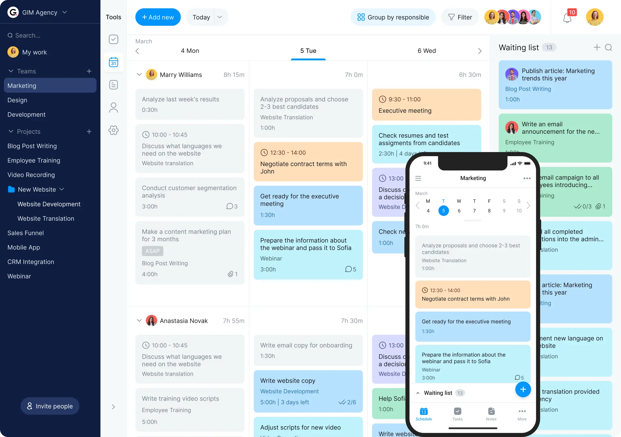 Online calendar planner