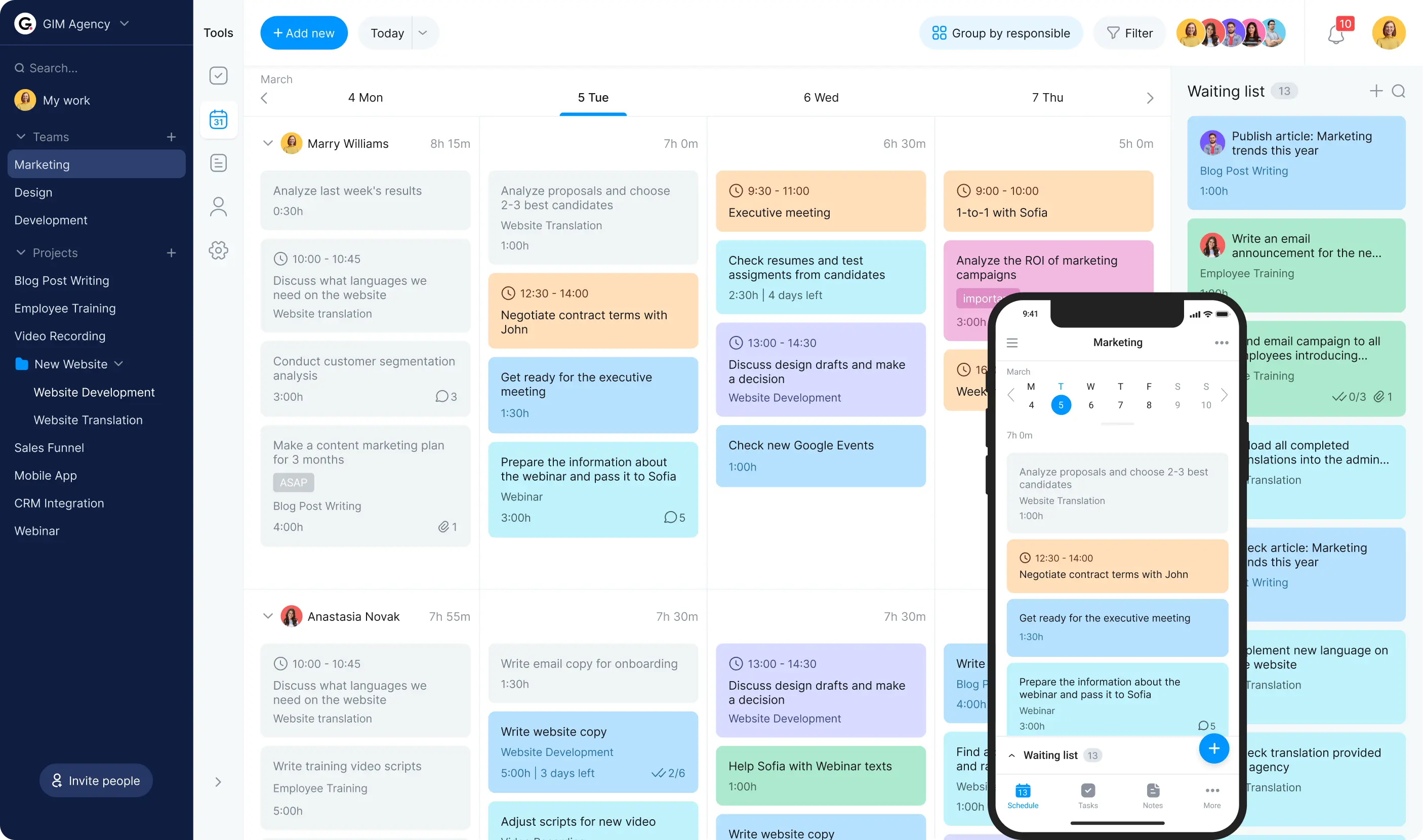 Online calendar planner