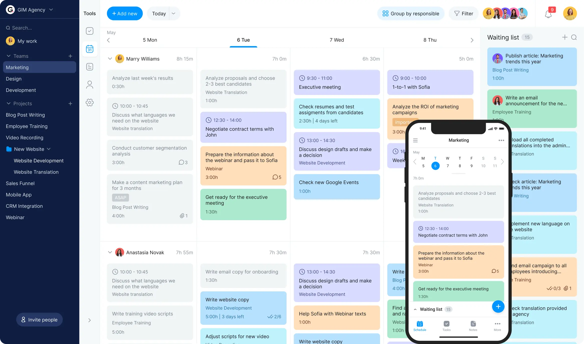 Daily online planner