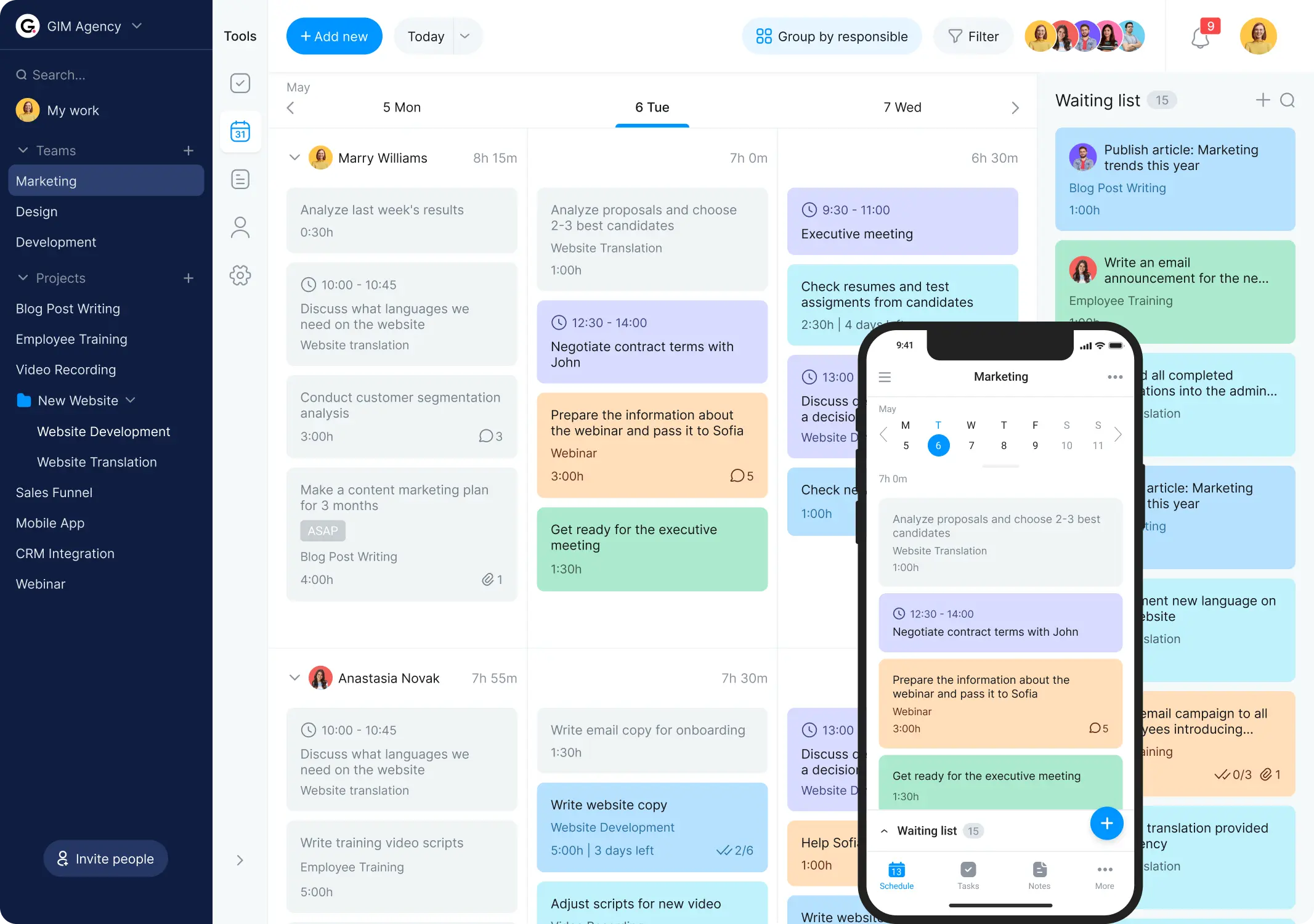 Daily online planner