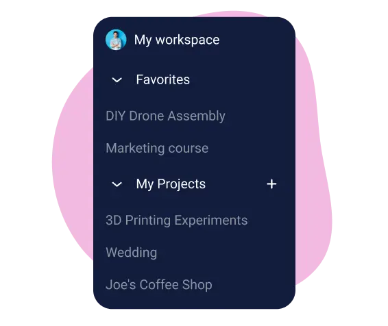 Projects inside the schedule planner