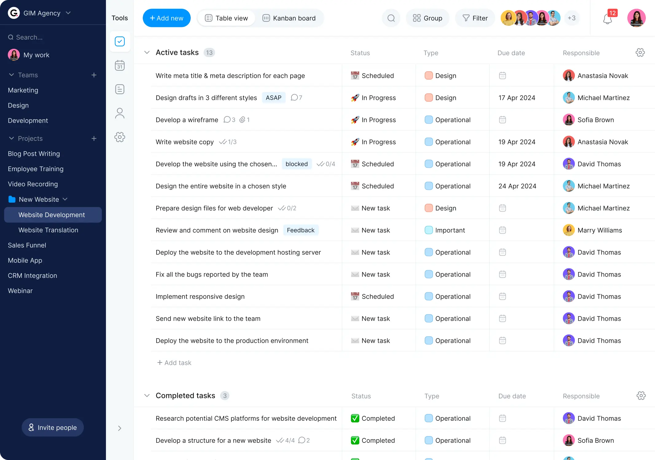 Schedule planner list