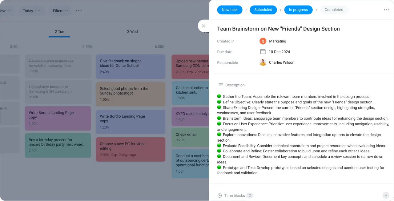 Detailed information in the task maker
