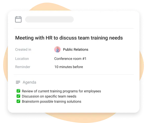 Meeting agenda in the task maker