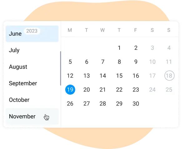 Calendar for quick navigation in the task organizer