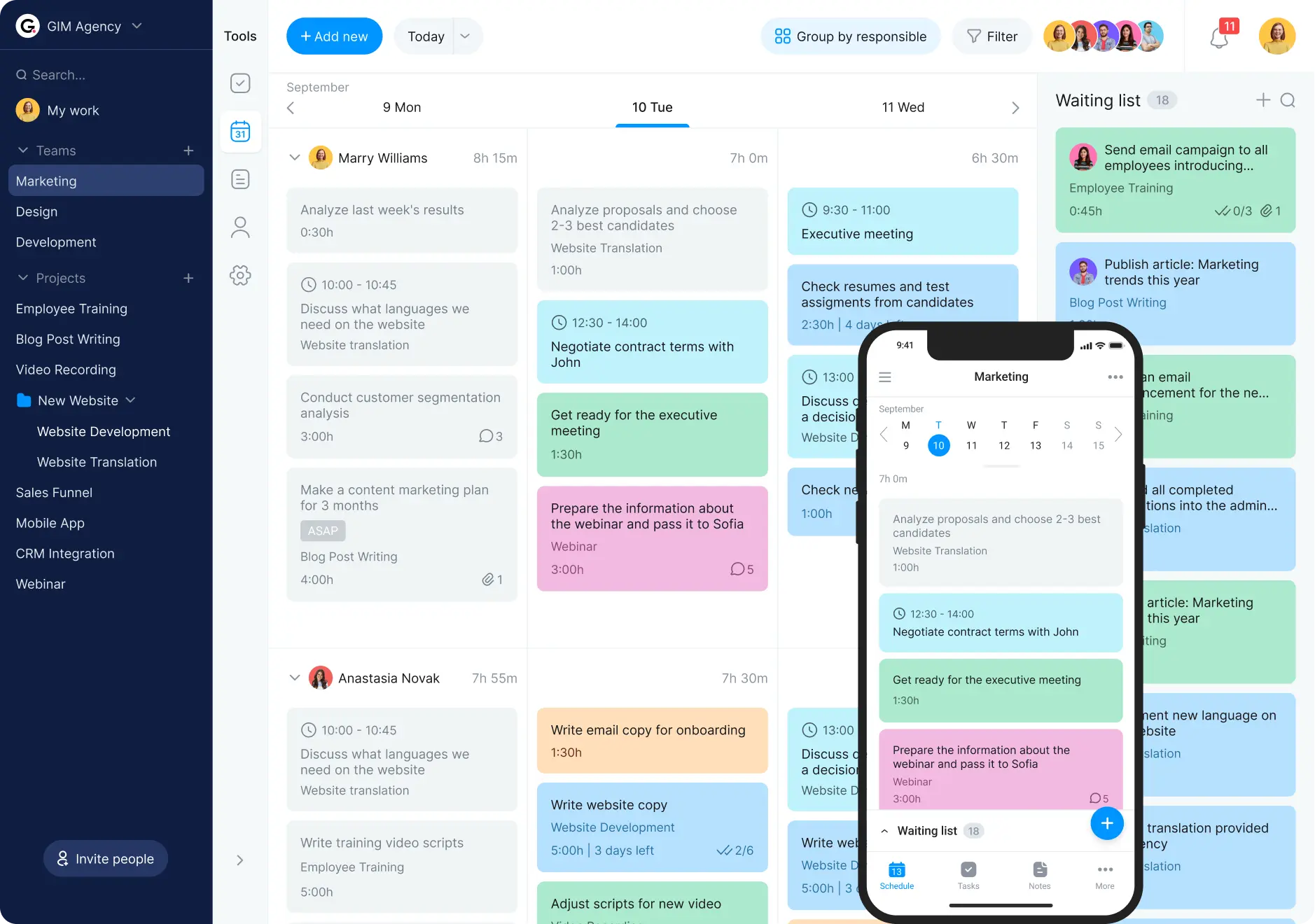 Task calendar planner