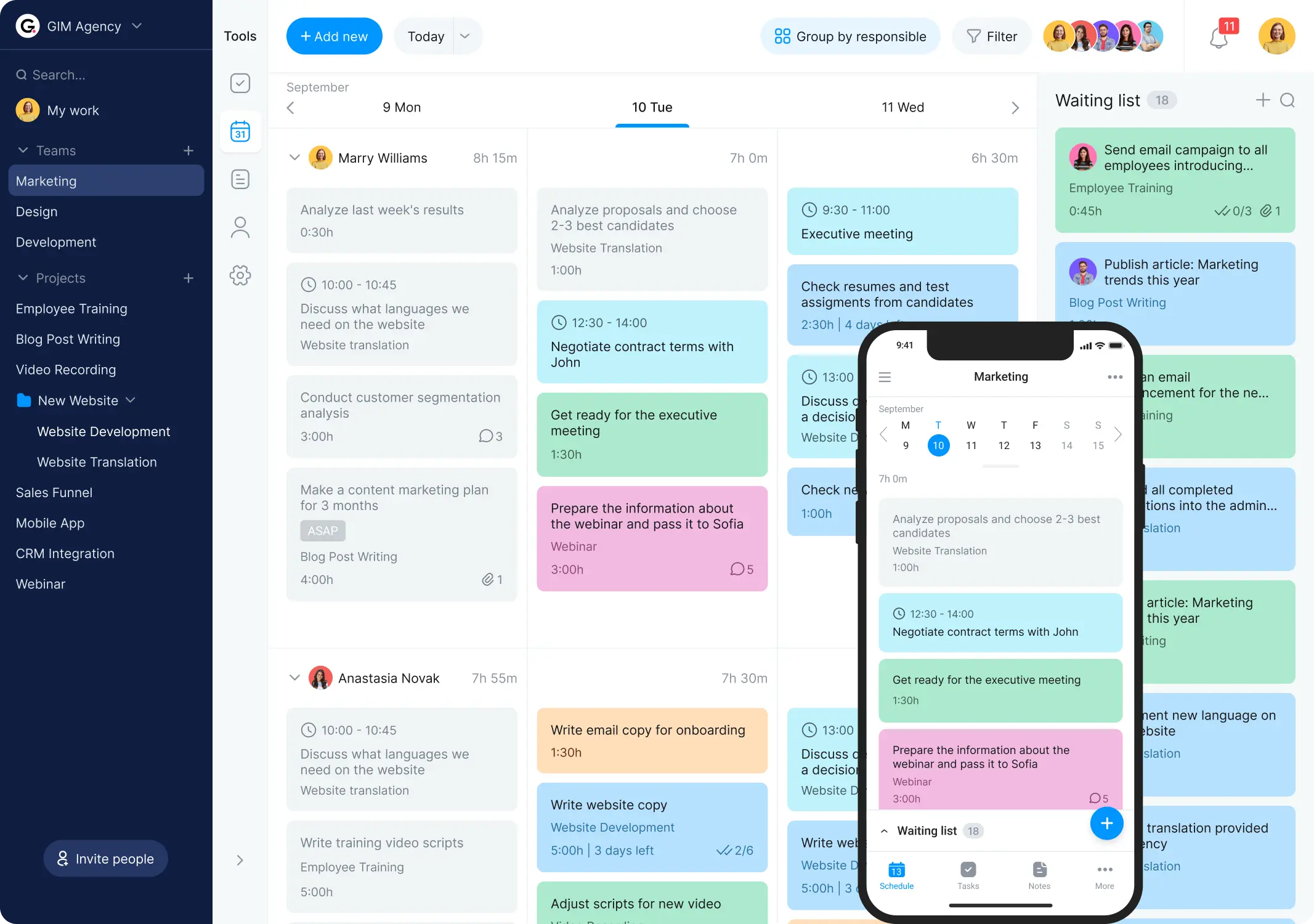 Task calendar planner