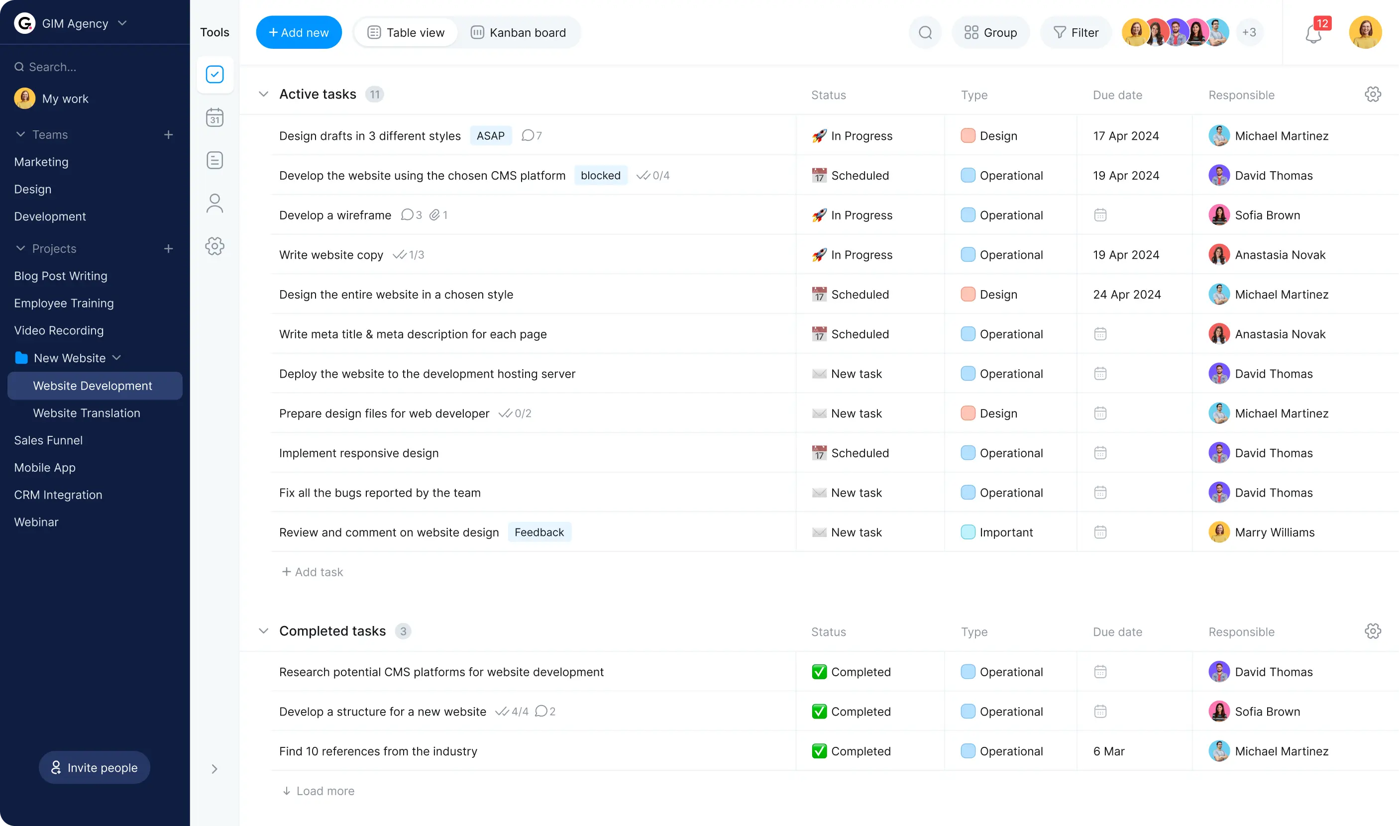 Task tracker list