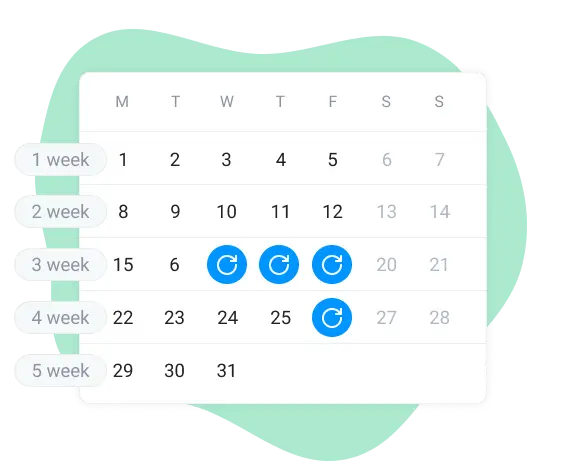 Recurring events in the time organizer