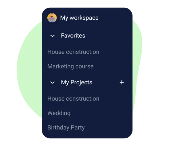 Manage projects in the virtual planner