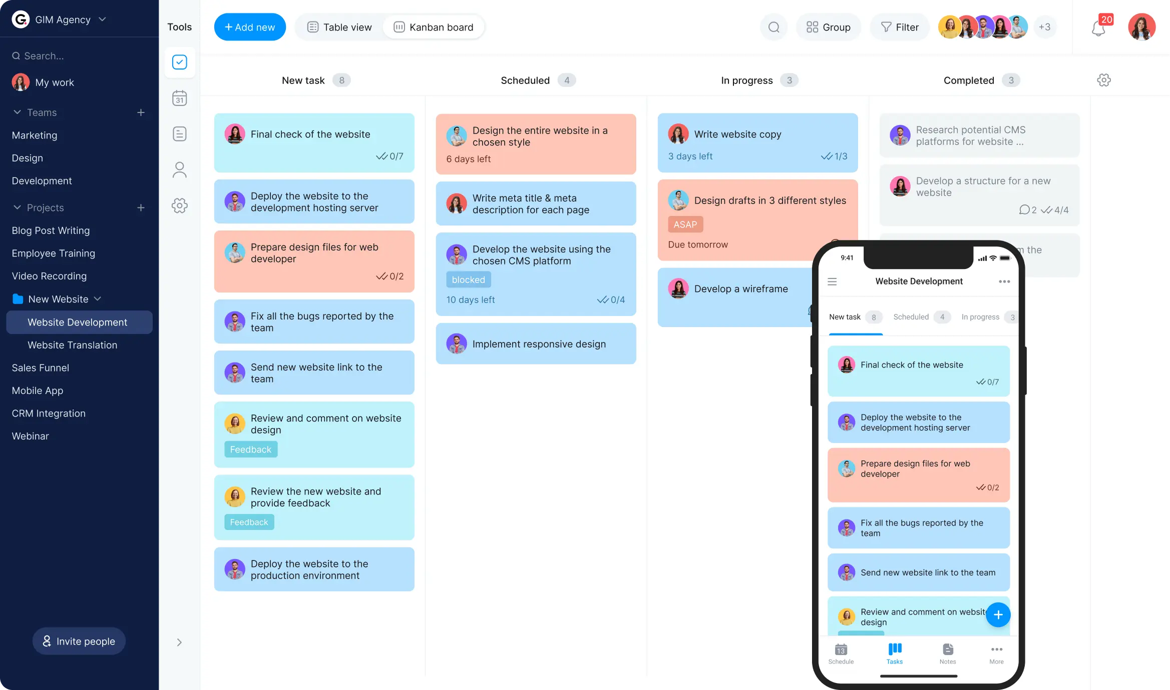 Virtual planner board