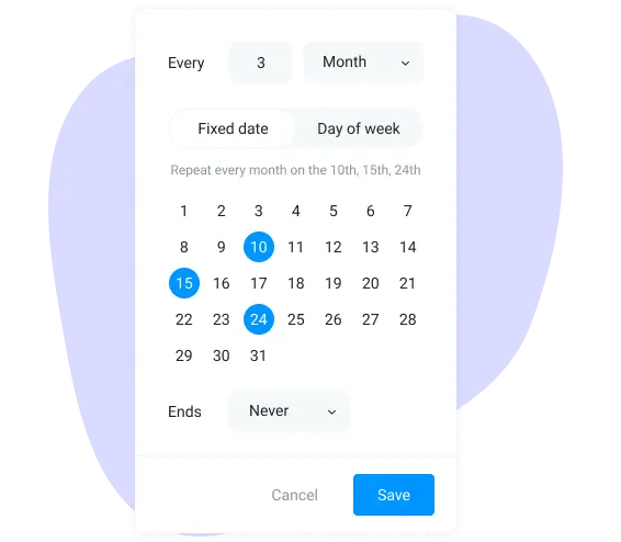 Recurring events in the weekly schedule maker