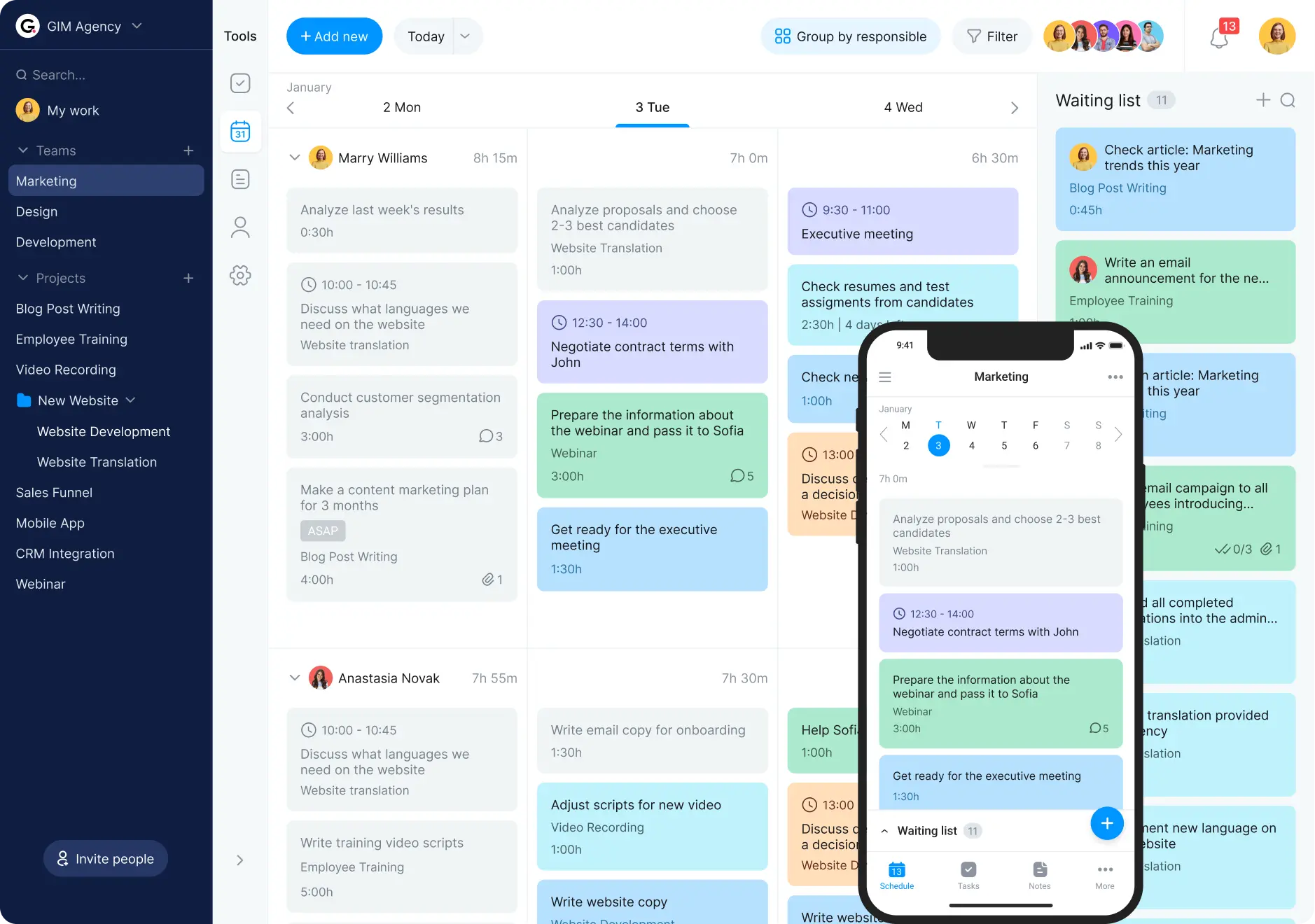 Weekly schedule maker