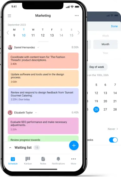Weekly schedule maker on your phone