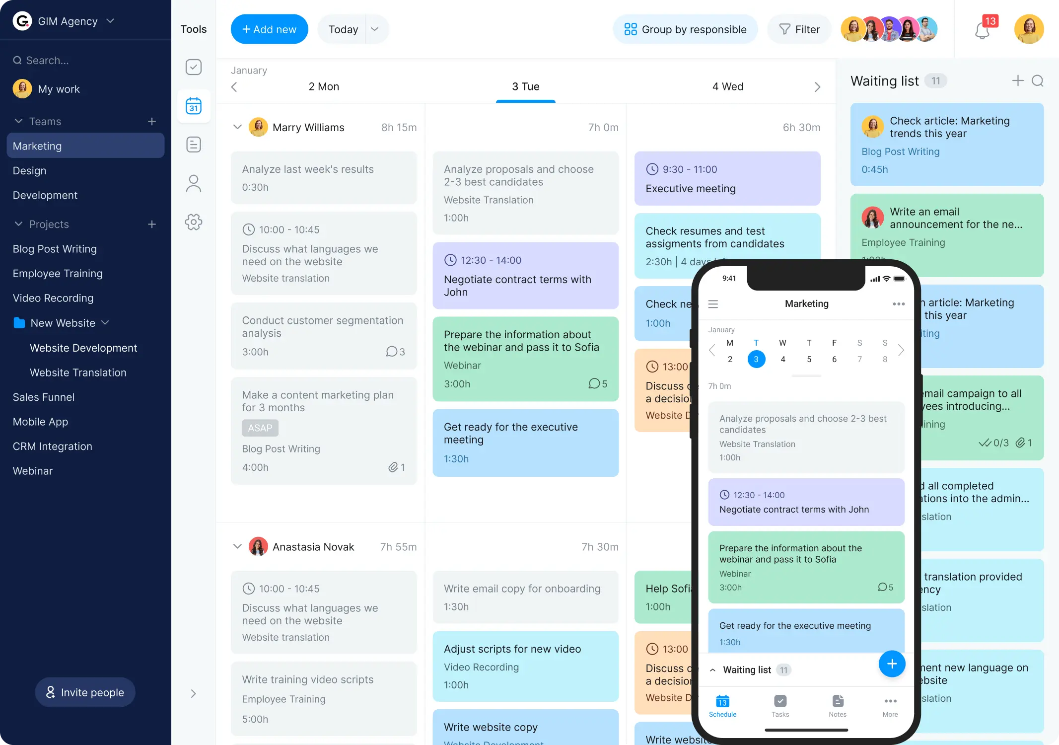 Weekly schedule maker