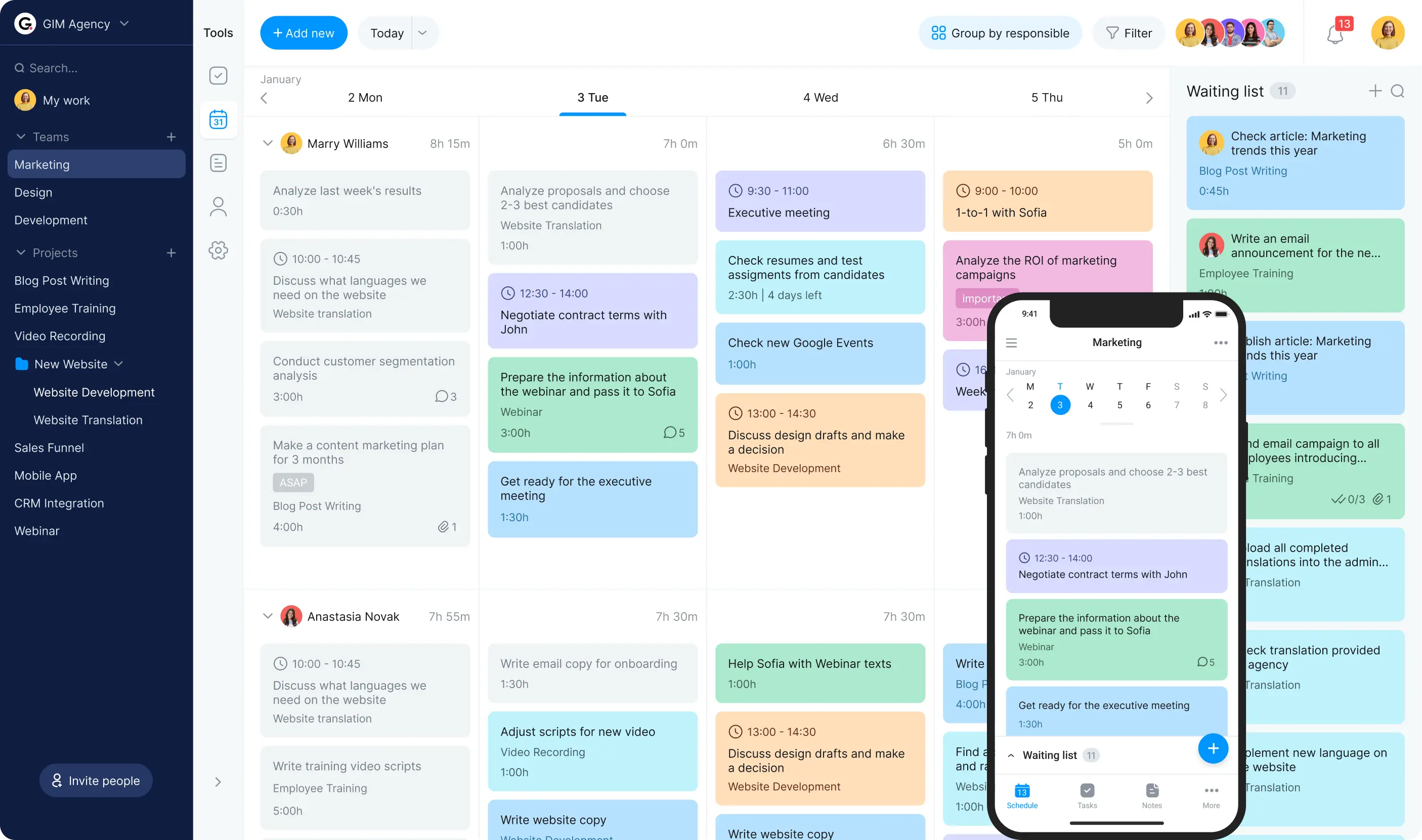 Weekly schedule maker