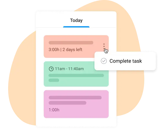 Completed tasks in the weekly planner