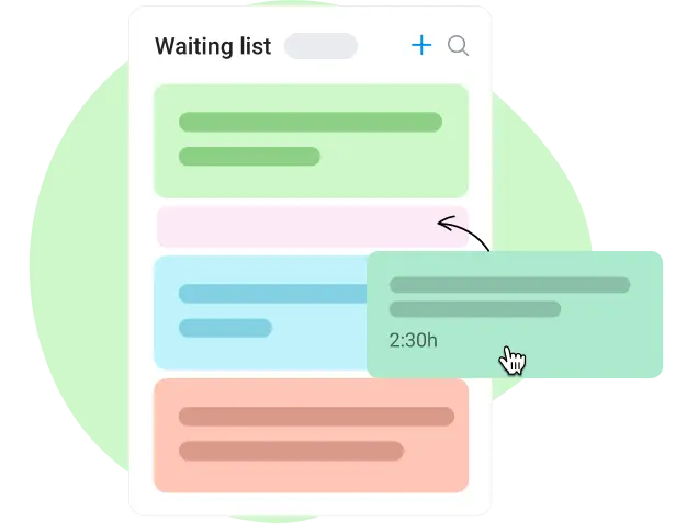 Waiting list in the weekly schedule planner